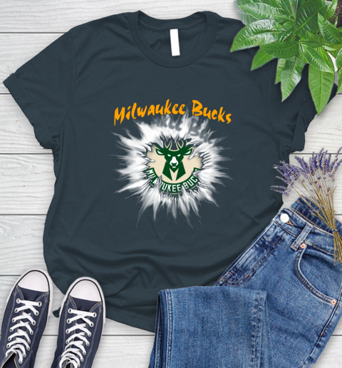 Milwaukee Bucks NBA Basketball Rip Sports Women's T-Shirt 11