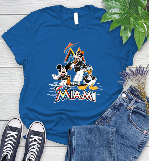 MLB Miami Marlins Mickey Mouse Donald Duck Goofy Baseball T Shirt Women's T-Shirt 12