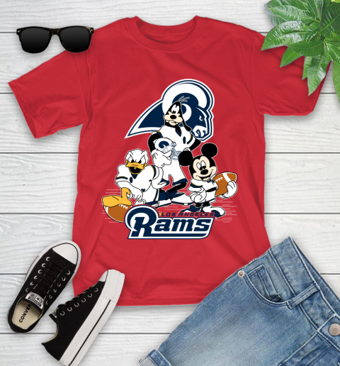 NFL Los Angeles Rams Mickey Mouse Donald Duck Goofy Football Shirt Youth T-Shirt 13