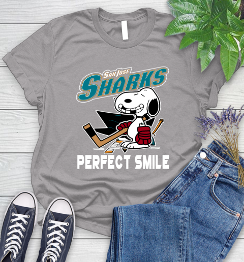 NHL San Jose Sharks Snoopy Perfect Smile The Peanuts Movie Hockey T Shirt Women's T-Shirt 5