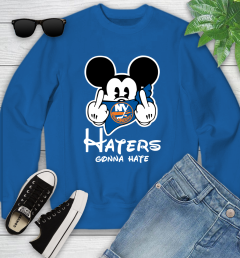 NHL New York Islanders Haters Gonna Hate Mickey Mouse Disney Hockey T Shirt Youth Sweatshirt 7