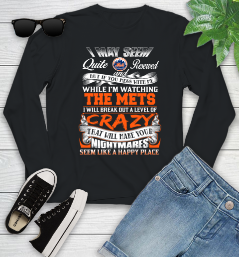 New York Mets MLB Baseball Don't Mess With Me While I'm Watching My Team Youth Long Sleeve