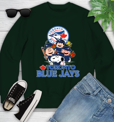 MLB Toronto Blue Jays Snoopy Charlie Brown Woodstock The Peanuts Movie Baseball T Shirt_000 Youth Sweatshirt 9