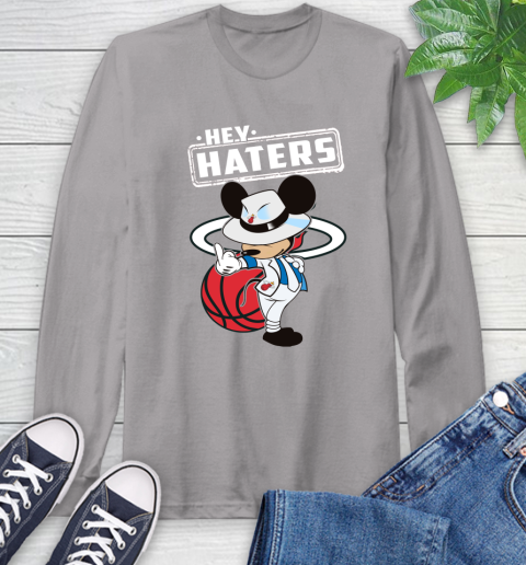 NBA Hey Haters Mickey Basketball Sports Miami Heat Long Sleeve T-Shirt 6