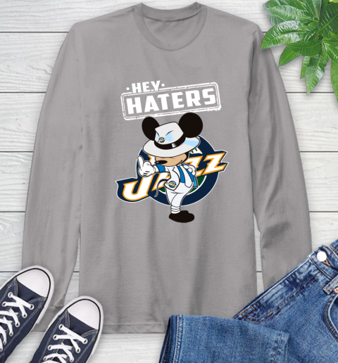 NBA Hey Haters Mickey Basketball Sports Utah Jazz Long Sleeve T-Shirt 6
