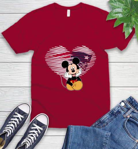 NFL New England Patriots The Heart Mickey Mouse Disney Football T Shirt_000 V-Neck T-Shirt 7