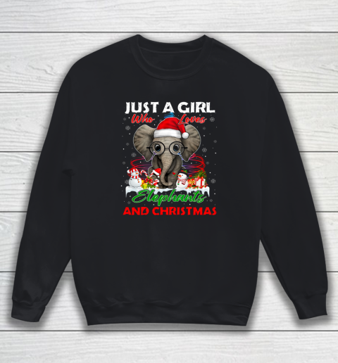 Just A Girl Who Loves Hippie Elephant Christmas Pajama Sweatshirt