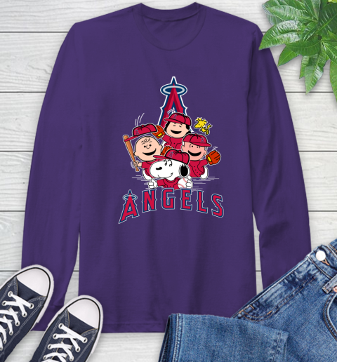 MLB Los Angeles Angels Snoopy Charlie Brown Woodstock The Peanuts Movie Baseball T Shirt_000 Long Sleeve T-Shirt 5
