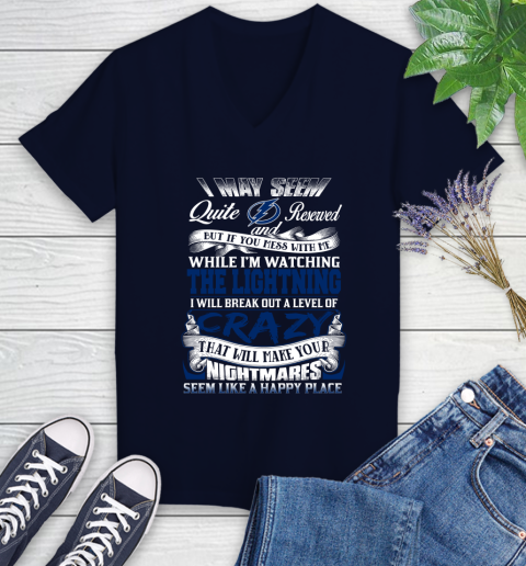 Tampa Bay Lightning NHL Hockey Don't Mess With Me While I'm Watching My Team Women's V-Neck T-Shirt 2