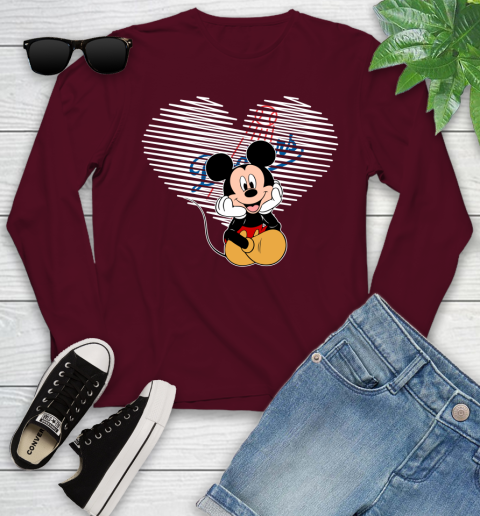 MLB Los Angeles Dodgers The Heart Mickey Mouse Disney Baseball T Shirt_000 Youth Long Sleeve 6