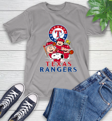 MLB Texas Rangers Snoopy Charlie Brown Woodstock The Peanuts Movie Baseball T Shirt T-Shirt 6