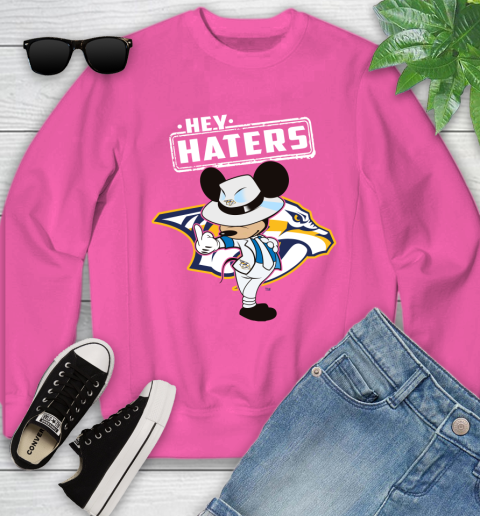 NHL Hey Haters Mickey Hockey Sports Nashville Predators Youth Sweatshirt 6