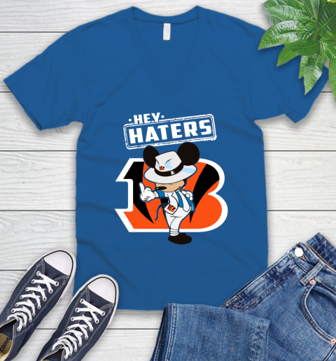 NFL Hey Haters Mickey Football Sports Cincinnati Bengals V-Neck T-Shirt 5