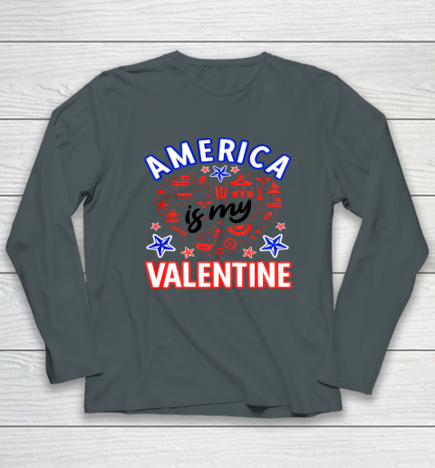 America is My Valentine Proud American Heart USA Long Sleeve T-Shirt 4