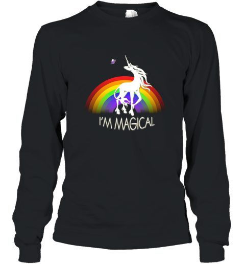 I_m Magical, Rainbow, Butterfly, Unicorn T Shirt Design Long Sleeve