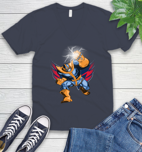 Washington Capitals NHL Hockey Thanos Avengers Infinity War Marvel V-Neck T-Shirt 8