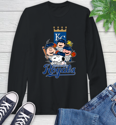 MLB Kansas City Royals Snoopy Charlie Brown Woodstock The Peanuts Movie Baseball T Shirt_000 Long Sleeve T-Shirt