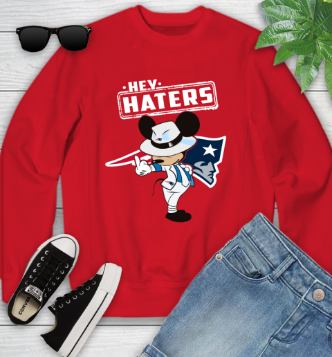 NFL Hey Haters Mickey Football Sports New England Patriots Youth Sweatshirt 8