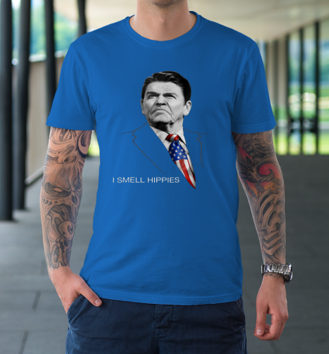 I Smell Hippies Ronald Reagan Conservative T-Shirt 15