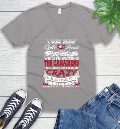 Montreal Canadiens NHL Hockey Don't Mess With Me While I'm Watching My Team V-Neck T-Shirt 3