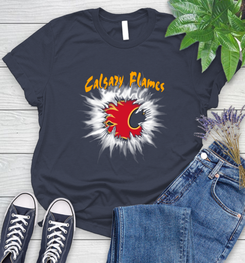 Calgary Flames NHL Hockey Adoring Fan Rip Sports Women's T-Shirt 14