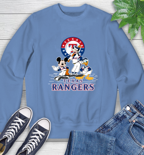 MLB Texas Rangers Mickey Mouse Donald Duck Goofy Baseball T Shirt Sweatshirt 11