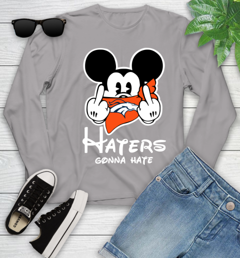 NFL Denver Broncos Haters Gonna Hate Mickey Mouse Disney Football T Shirt Youth Long Sleeve 5
