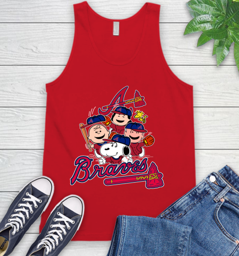 MLB Atlanta Braves Snoopy Charlie Brown Woodstock The Peanuts Movie Baseball T Shirt Tank Top 5