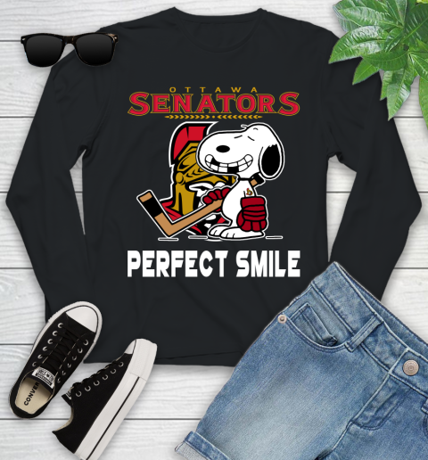 NHL New York Rangers Snoopy Perfect Smile The Peanuts Movie Hockey T Shirt Youth Long Sleeve