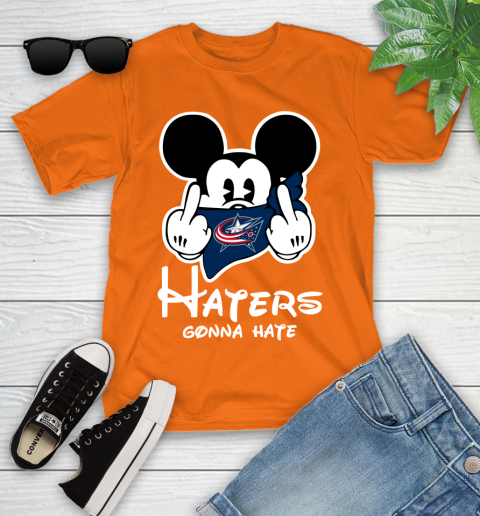 NHL Columbus Blue Jackets Haters Gonna Hate Mickey Mouse Disney Hockey T Shirt Youth T-Shirt 9