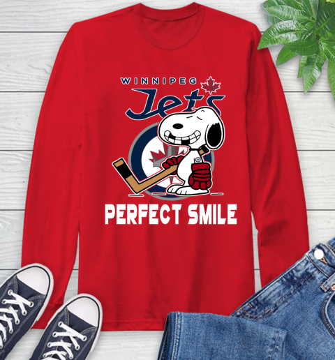NHL Winnipeg Jets Snoopy Perfect Smile The Peanuts Movie Hockey T Shirt Long Sleeve T-Shirt 11