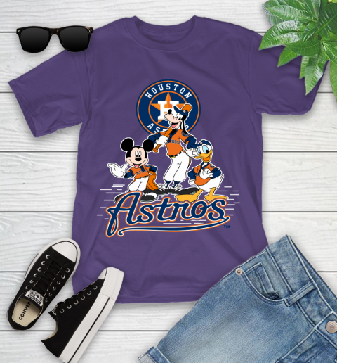 MLB Houston Astros Mickey Mouse Donald Duck Goofy Baseball T Shirt Youth T-Shirt 3