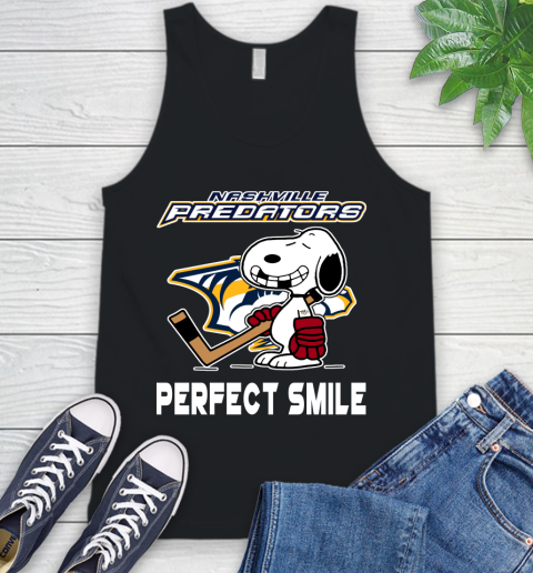 NHL Nashville Predators Snoopy Perfect Smile The Peanuts Movie Hockey T Shirt Tank Top