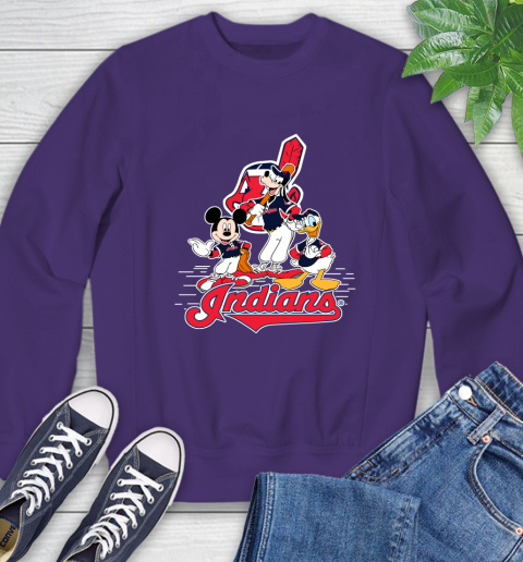 MLB Cleveland Indians Mickey Mouse Donald Duck Goofy Baseball T Shirt Sweatshirt 4