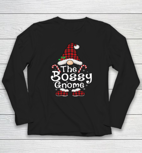 Bossy Gnome Buffalo Plaid Matching Family Christmas Long Sleeve T-Shirt