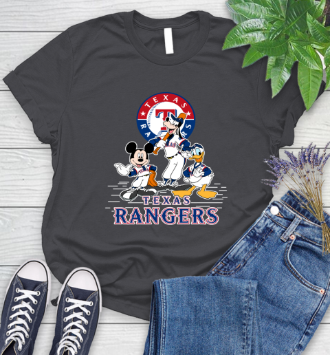 MLB Texas Rangers Mickey Mouse Donald Duck Goofy Baseball T Shirt Women's T-Shirt 8