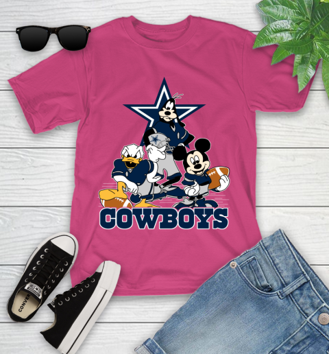 NFL Dallas Cowboys Mickey Mouse Donald Duck Goofy Football Shirt Youth T-Shirt 11