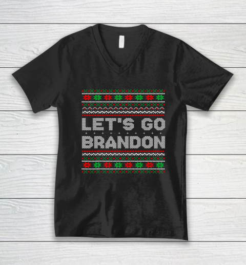 Let's Go Brandon Impeach Biden Liberal Chant FJB Ugly Christmas V-Neck T-Shirt