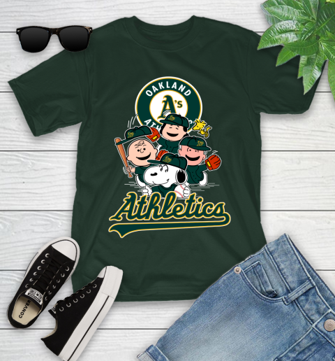 MLB Oakland Athletics Snoopy Charlie Brown Woodstock The Peanuts Movie Baseball T Shirt_000 Youth T-Shirt 5