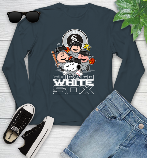 MLB Chicago White Sox Snoopy Charlie Brown Woodstock The Peanuts Movie Baseball T Shirt_000 Youth Long Sleeve 9