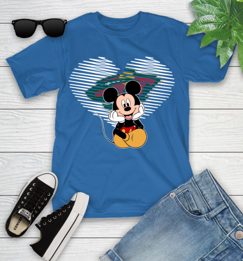 NHL Minnesota Wild The Heart Mickey Mouse Disney Hockey Youth T-Shirt 12