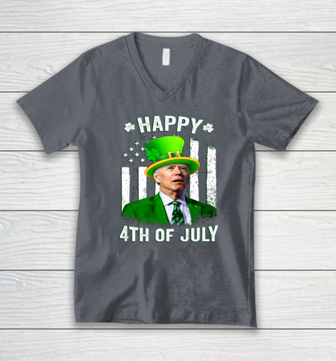 Anti Joe Biden St Patricks Day Shirt Happy 4th Of July Funny V-Neck T-Shirt 3