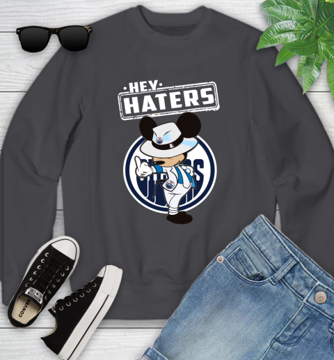 NHL Hey Haters Mickey Hockey Sports Edmonton Oilers Youth Sweatshirt 5