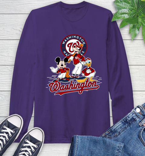 MLB Washington Nationals Mickey Mouse Donald Duck Goofy Baseball T Shirt Long Sleeve T-Shirt 5