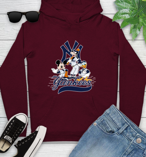 MLB New York Yankees Mickey Mouse Donald Duck Goofy Baseball T Shirt Youth Hoodie 7