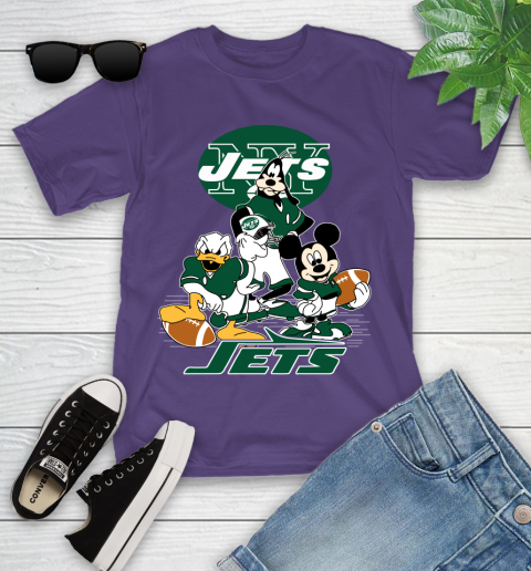 NFL New York Jets Mickey Mouse Donald Duck Goofy Football Shirt Youth T-Shirt 3