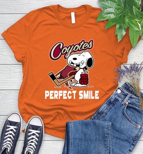 NHL Arizona Coyotes Snoopy Perfect Smile The Peanuts Movie Hockey T Shirt Women's T-Shirt 3