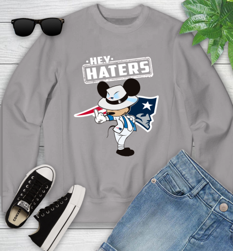 NFL Hey Haters Mickey Football Sports New England Patriots Youth Sweatshirt 3