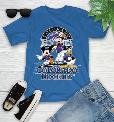 MLB Colorado Rockies Mickey Mouse Donald Duck Goofy Baseball T Shirt Youth T-Shirt 12