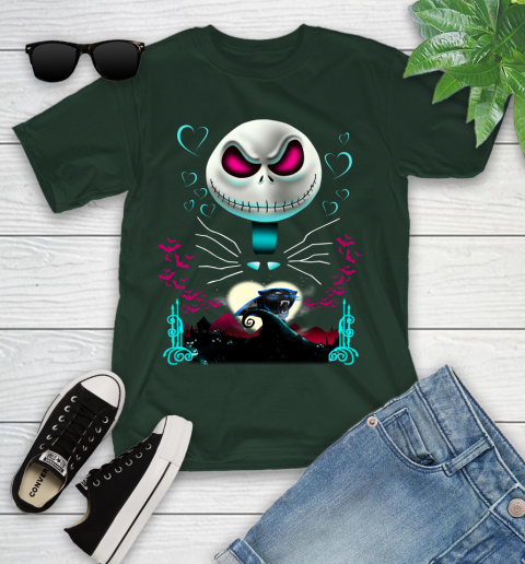 NFL Carolina Panthers Jack Skellington Sally The Nightmare Before Christmas Football Youth T-Shirt 5